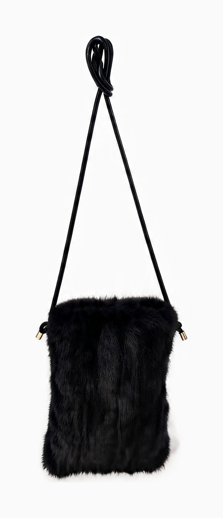 JA009 Black Faux Fur Phone Bag