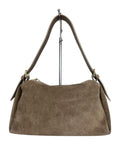 MI574 Dark Taupe Suede Buckle Shoulder Bag