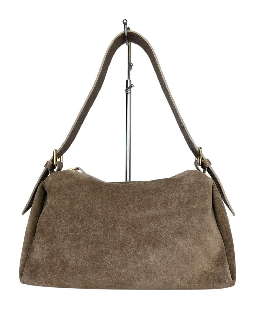 MI574 Dark Taupe Suede Buckle Shoulder Bag