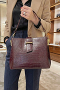 ZZ180 Dark Burgundy Croco Top Handle Bag