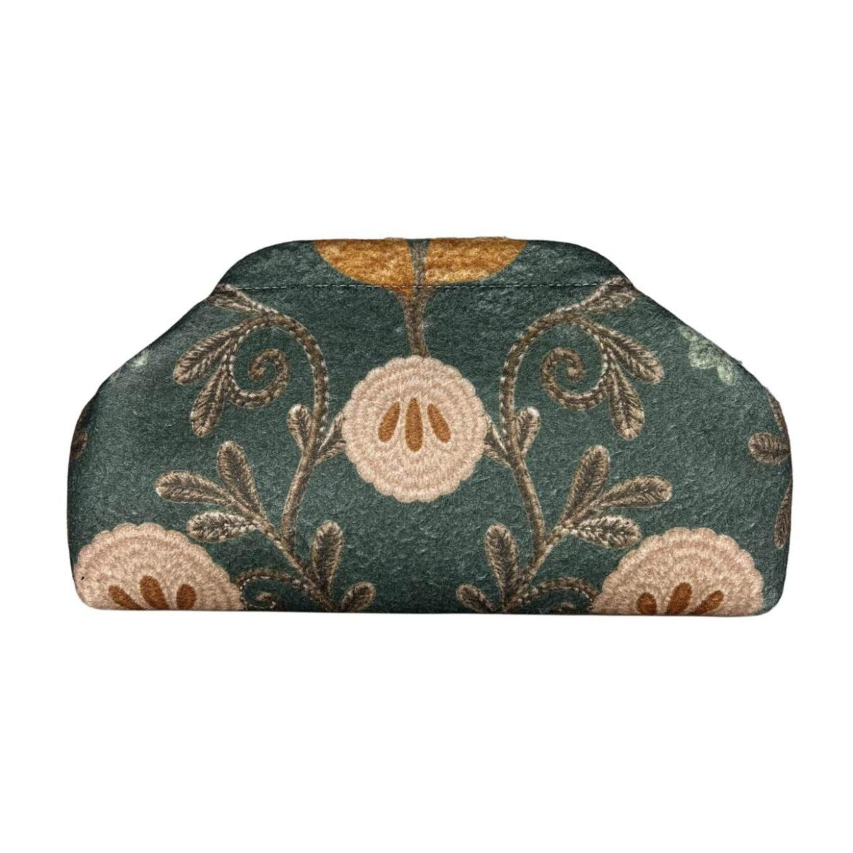 MI656 Forest Green Botanical Print Clutch Bag