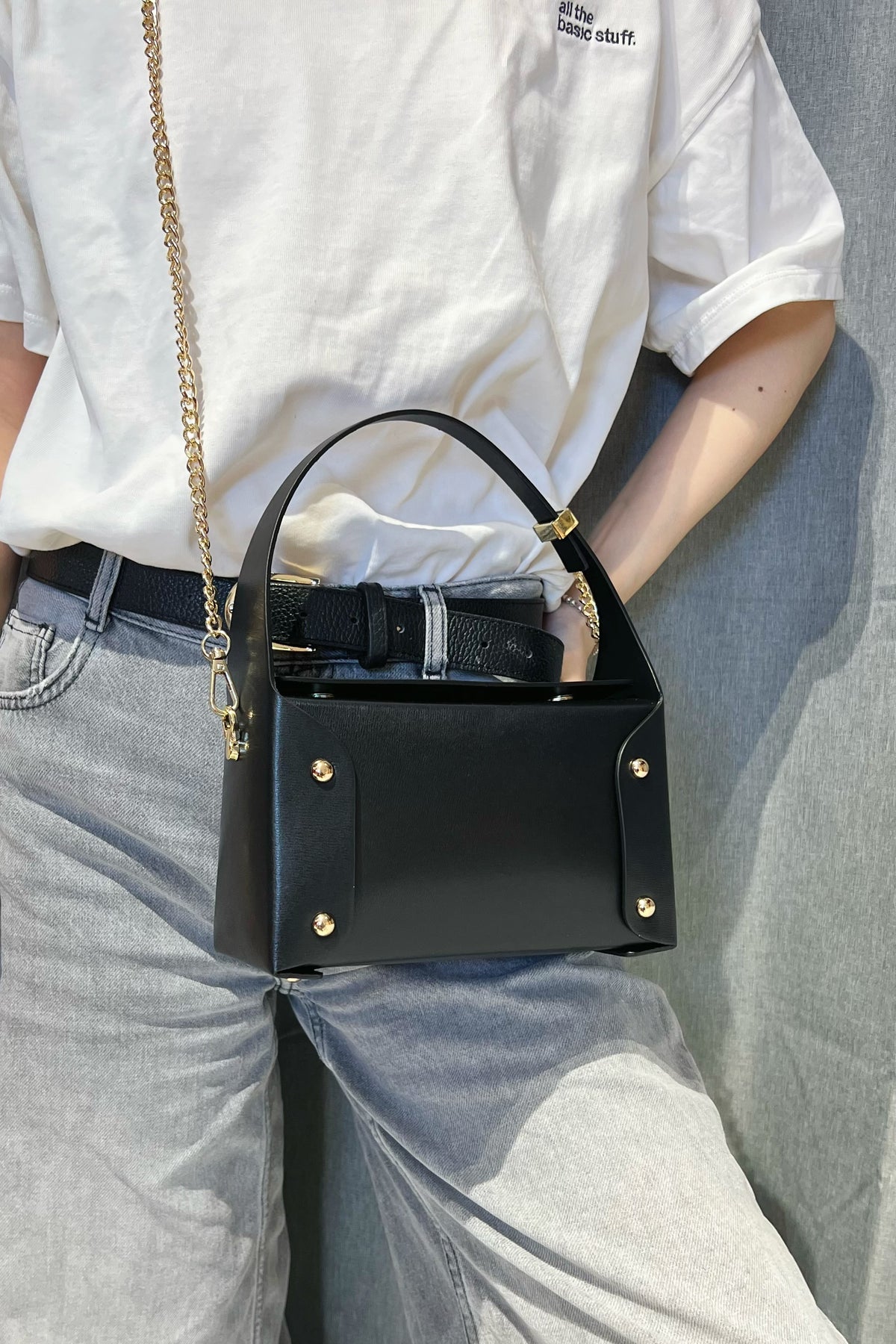 ZZ130 Black Small Smooth Leather Handbag