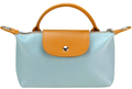 LOLOBLU Italian Leather Blue Small Handbag w/ Snap Closure