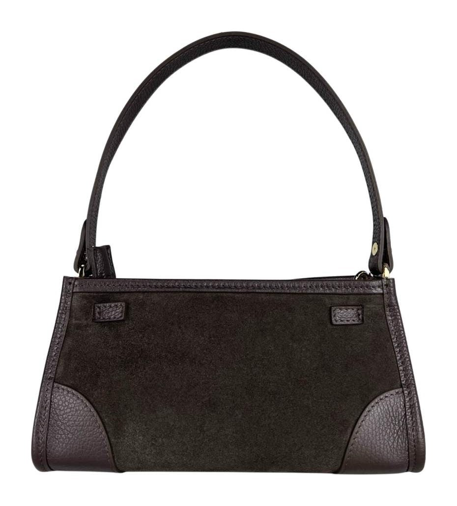 MI564 Dark Brown Suede Mini Shoulder Bag