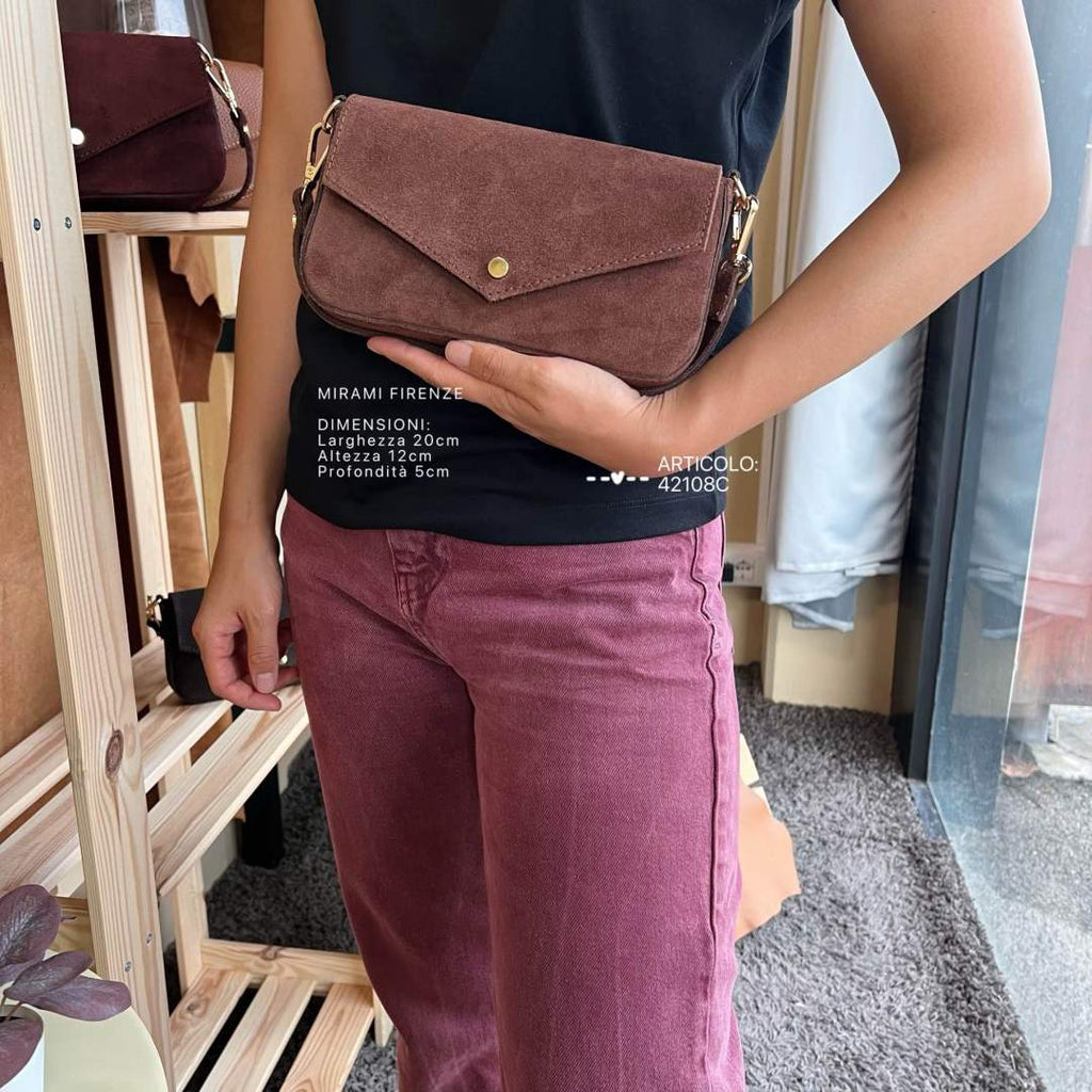 Mi314 Mocha Suede Pouch Bag