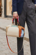 ZZ048 Beige Multicolor Leather Handbag