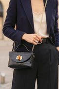ZZ026 Black Croco Chain Crossbody Bag