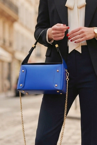 ZZ134 Electric Blue Small Smooth Leather Handbag