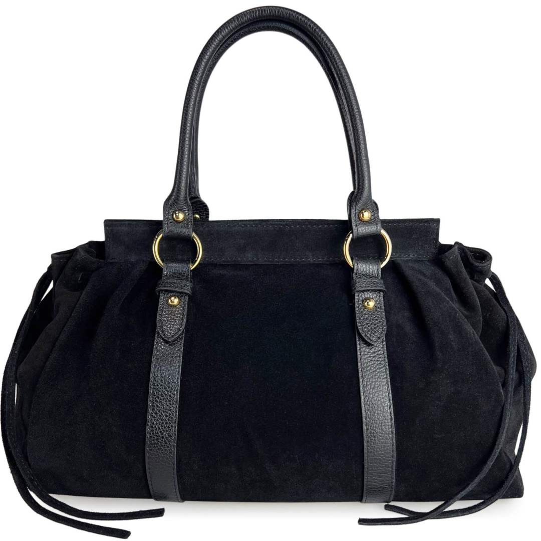 Mi147 Black Maxi Suede Bag
