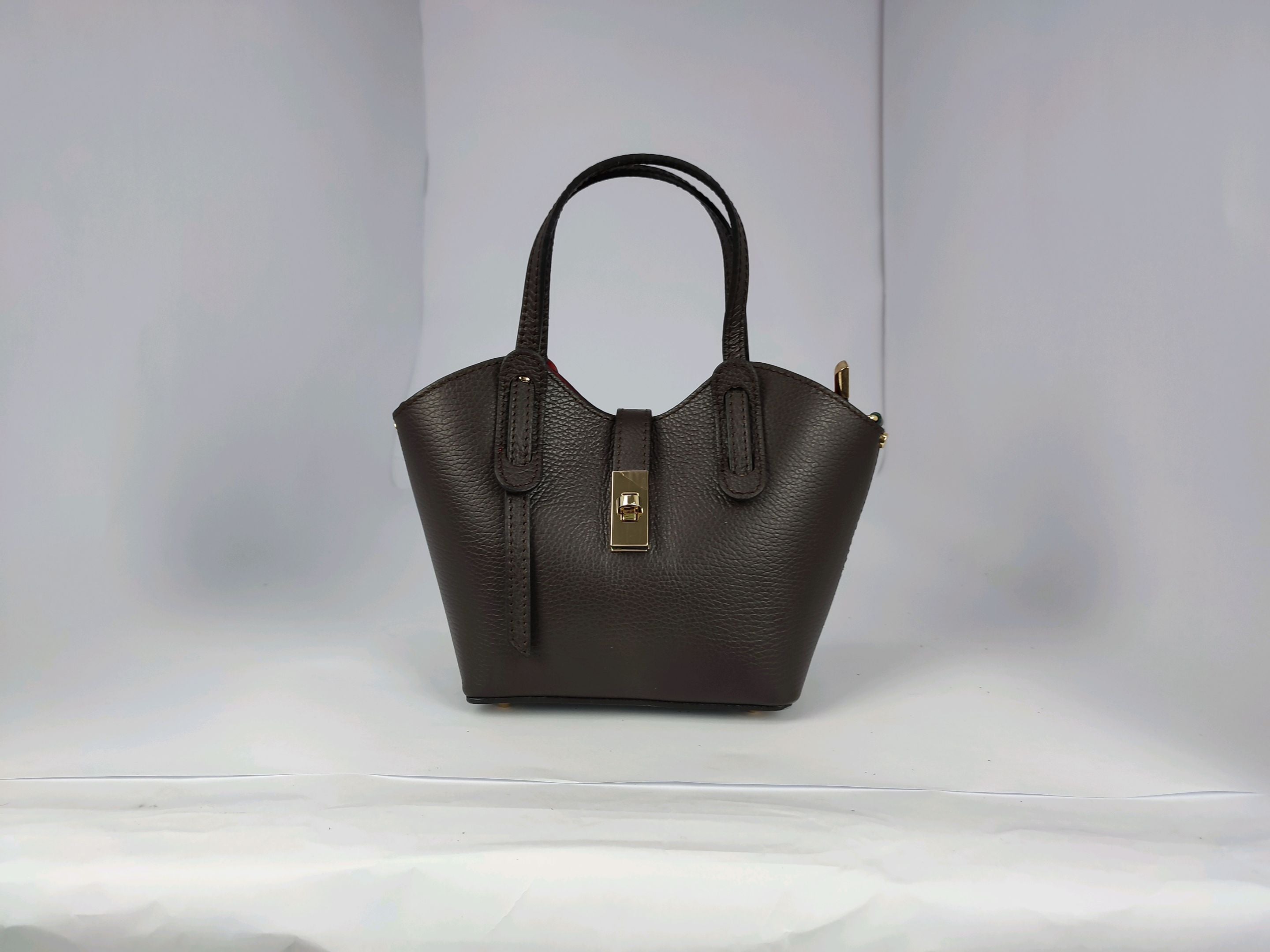 DM009 Dark Brown Leather Mini Tote Bag
