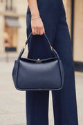 ZZ152 Navy Leather Top Handle Bag