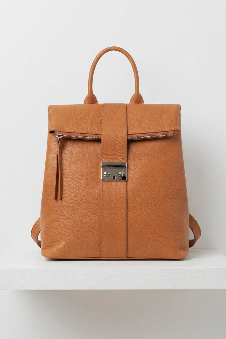 ZZ080 Camel Leather Backpack