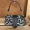 MI558 White Leopard Print Pony Hair Mini Flap Bag