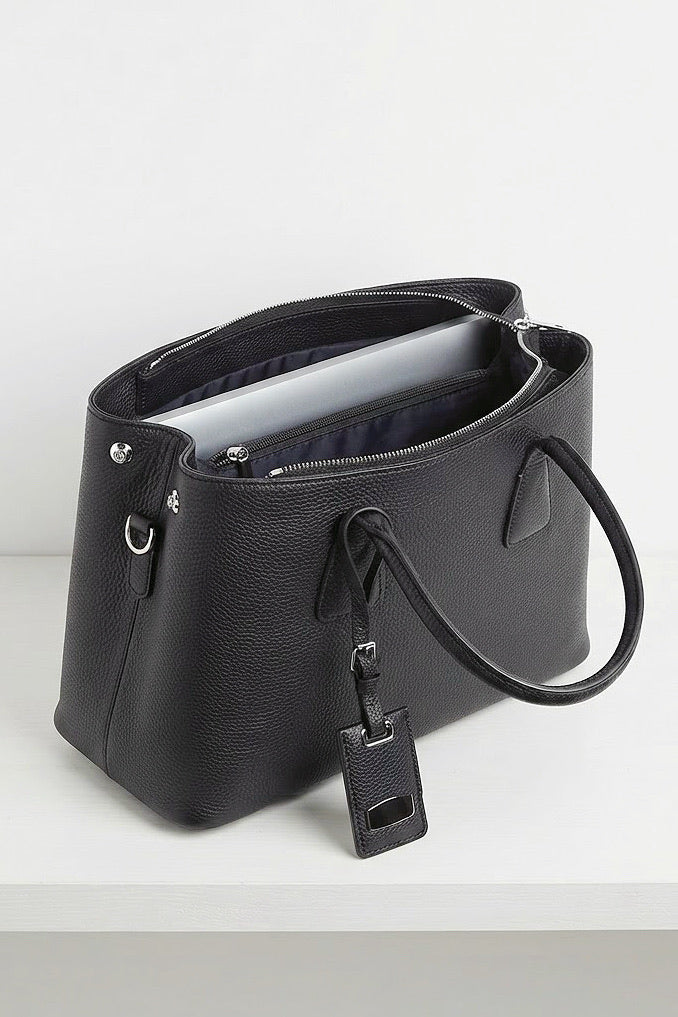 ZZ043 Black Grained Leather Work Bag
