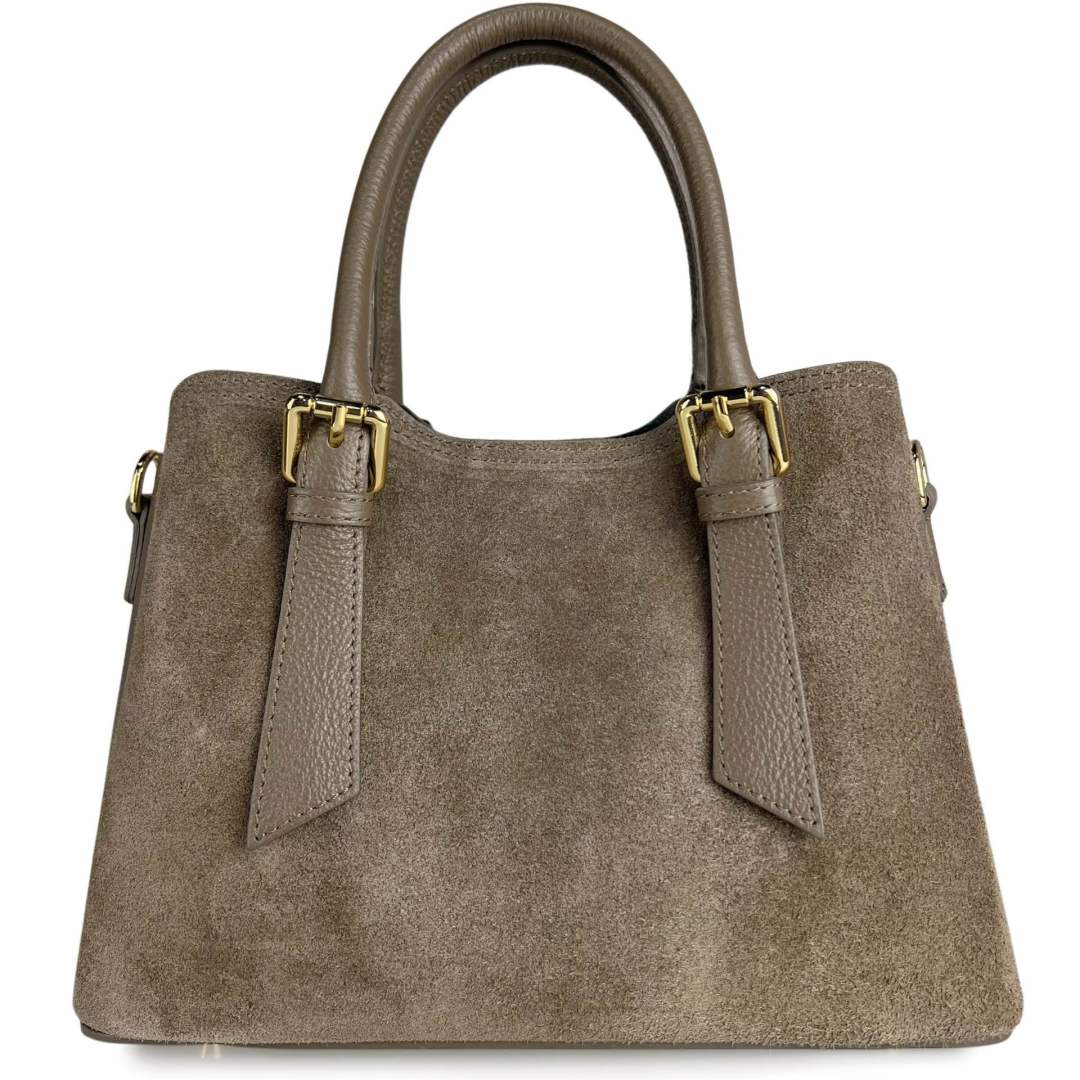 Mi136 Taupe Suede Elegant Handbag