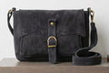 ZZ161 Black Suede Crossbody Bag