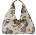 925 Italian Beige Floral Wool Handbag w/ Leather Handle