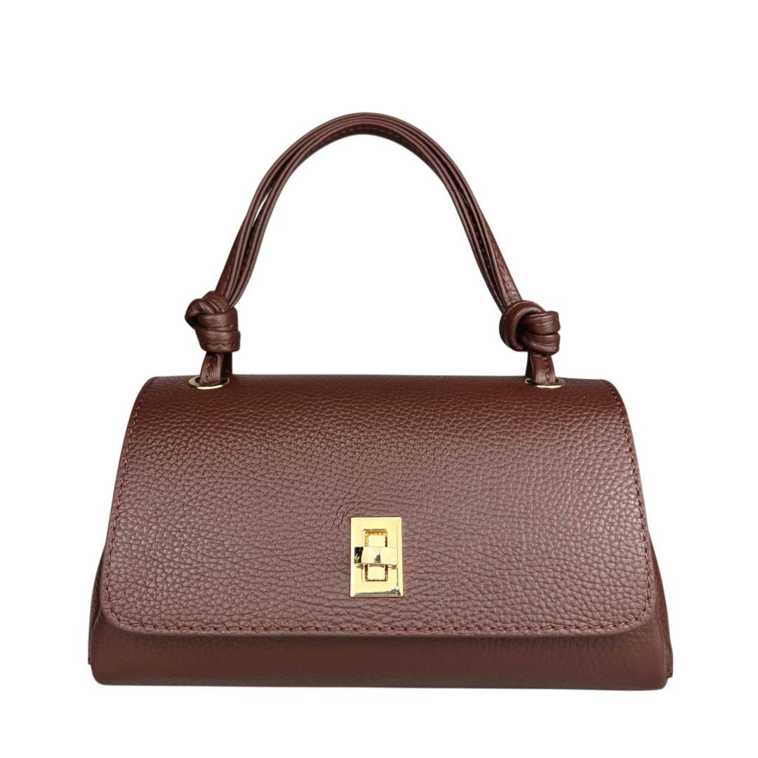 Mi217 Mocha Slim-Handle Flap Bag