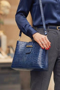 ZZ178 Navy Croco Top Handle Bag