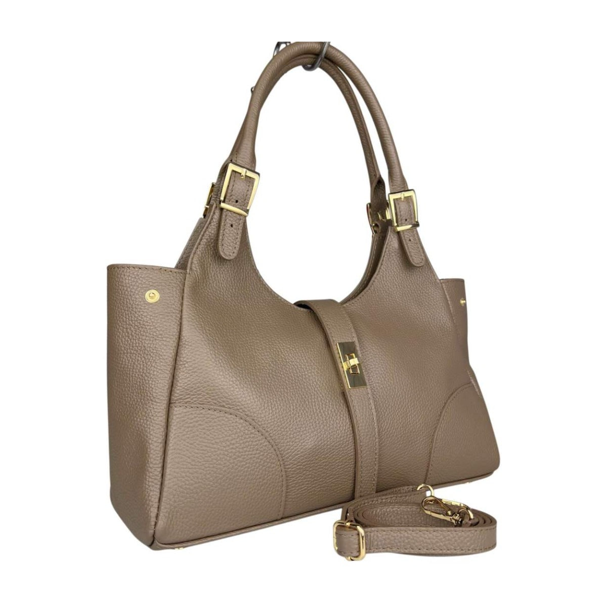MI661 Dark Taupe Leather Shopper Bag
