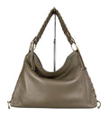 MI587 Dark Taupe Leather Laced Hobo Bag
