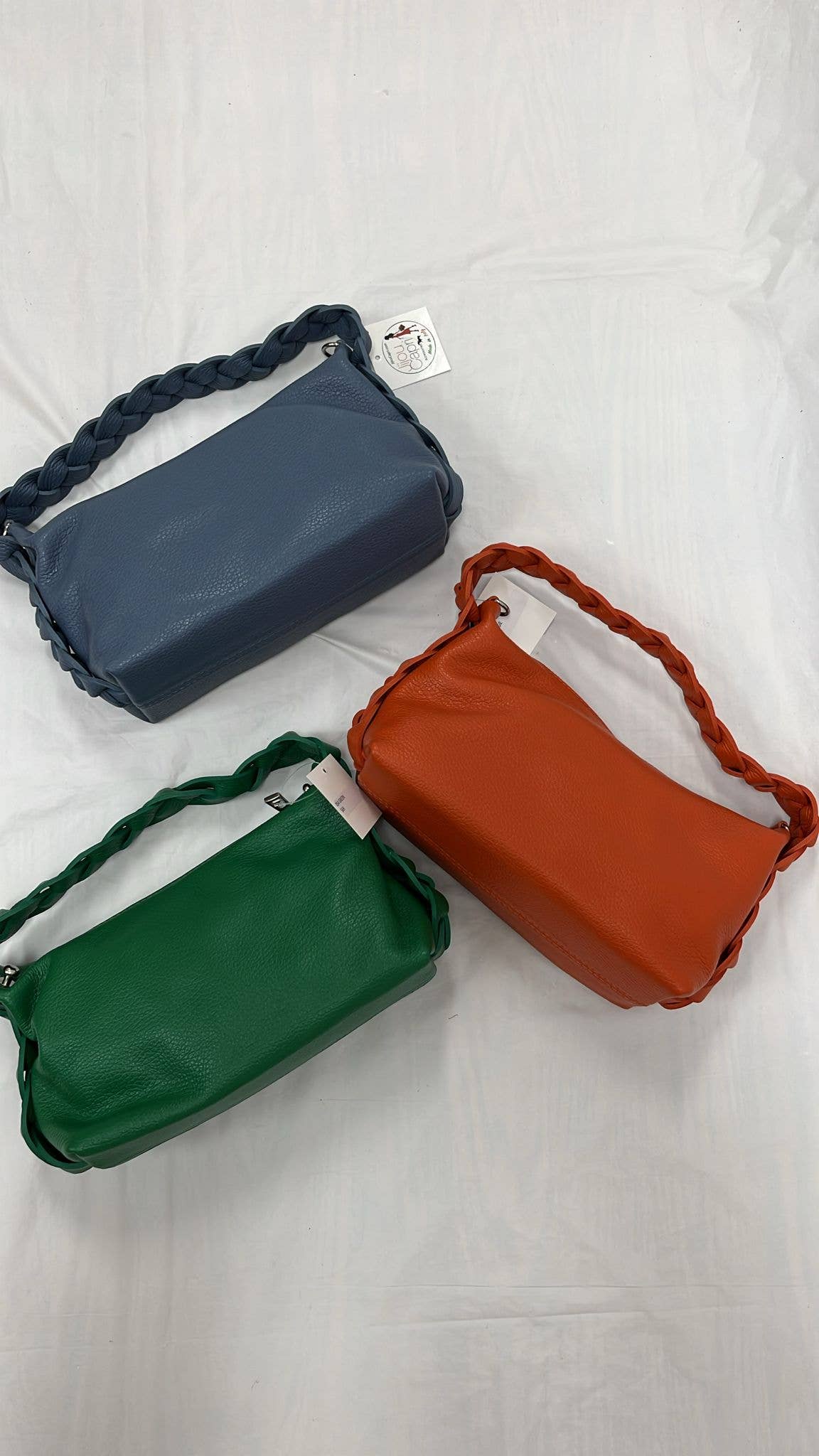 OF618 Italian Leather Clutch Braided Handle JIJOU CAPRI