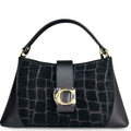 Mi210 Black Croco-Print Accent Bag
