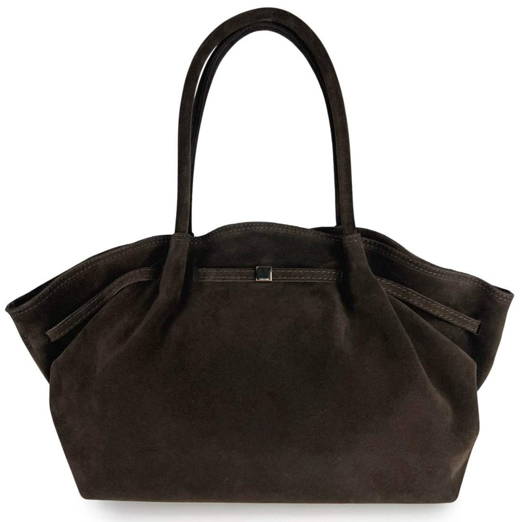 MI487 Dark Brown Suede Shopper Bag