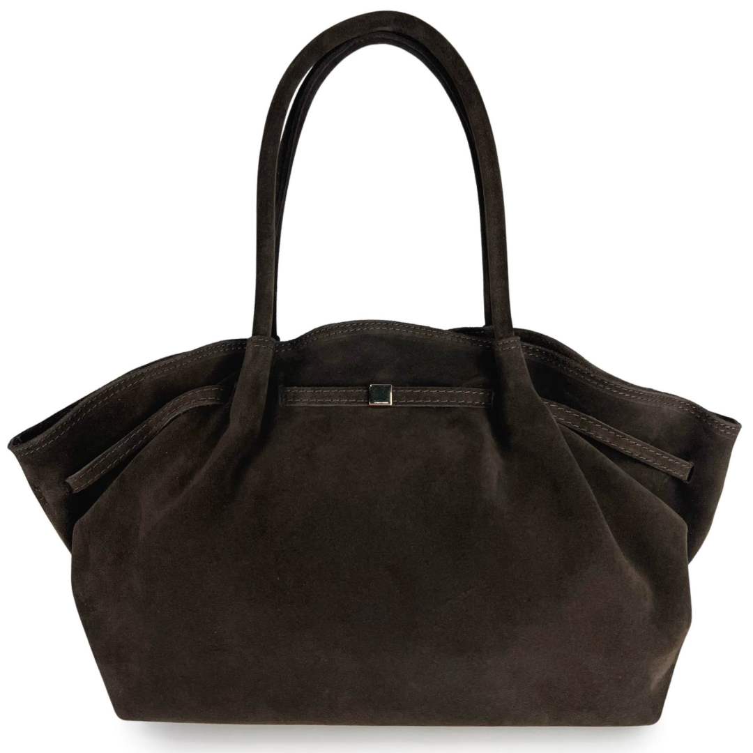 MI487 Dark Brown Suede Shopper Bag
