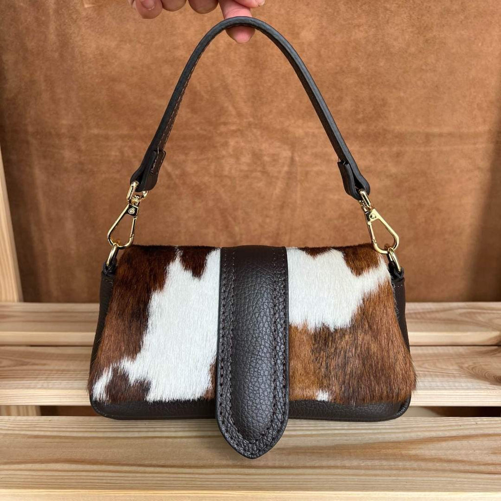 MI556 Cow Print Pony Hair Mini Flap Bag