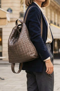 ZZ202 Brown Woven Leather Backpack