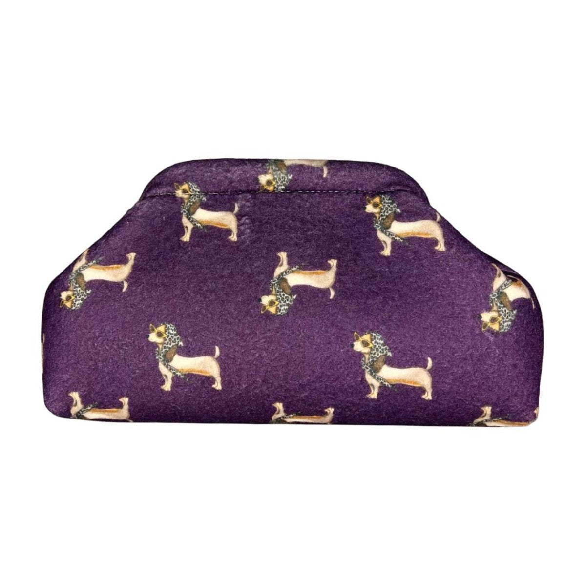 MI674 Purple Dachshund Print Clutch Bag