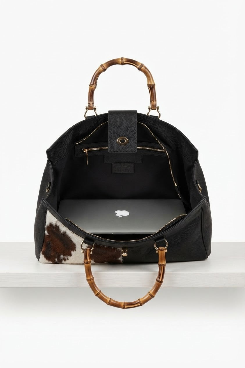 ZZ057 Black XL Animal Print Handbag
