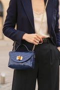 ZZ029 Navy Croco Chain Crossbody Bag