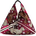 Mi158 Burgundy Leopard-Print Tote