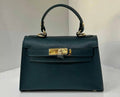 MELBT Teal Small Italian Leather Structured Lock Bag