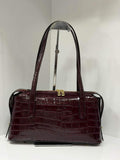 St040 Burgundy Croc-Embossed Duna Bag