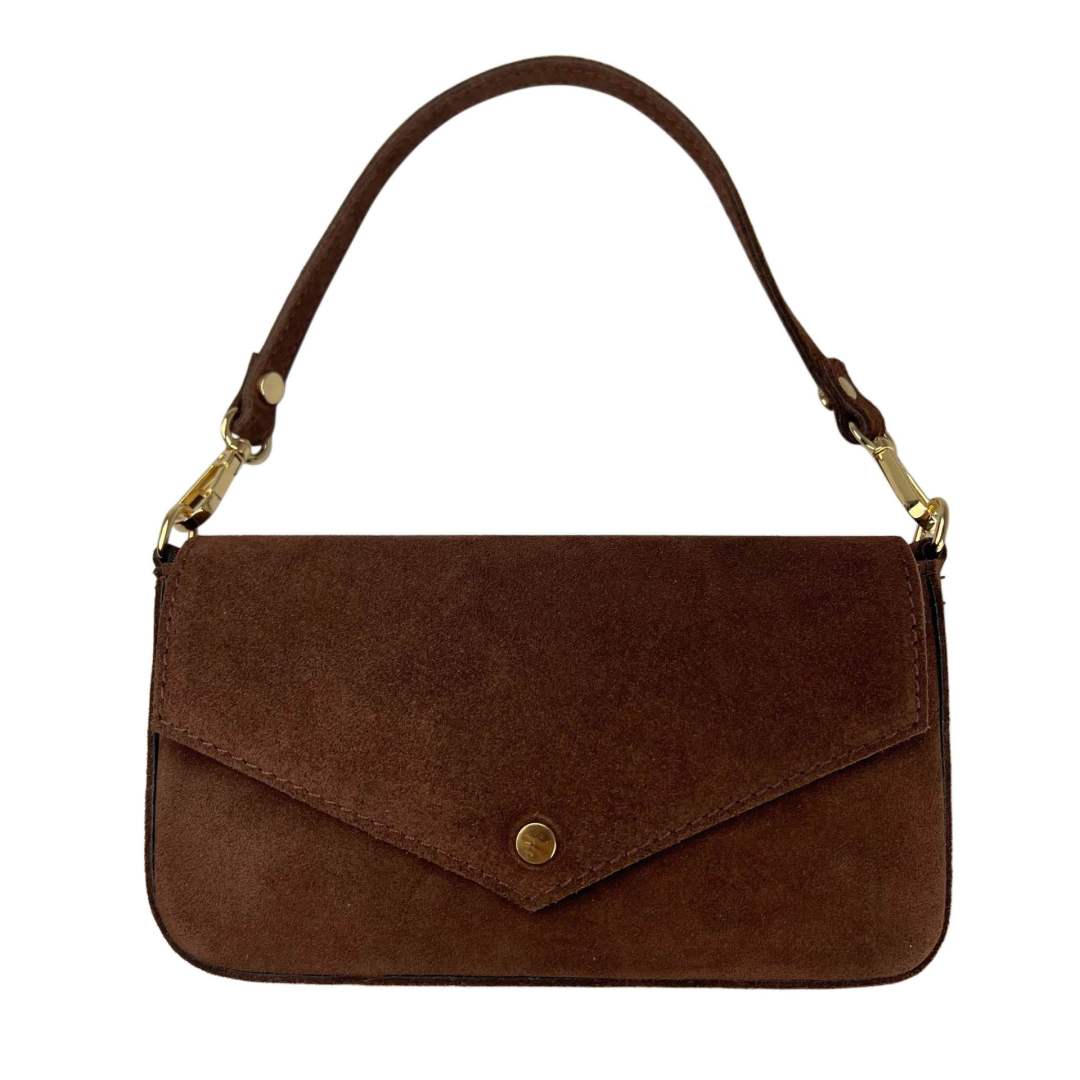 Mi314 Mocha Suede Pouch Bag