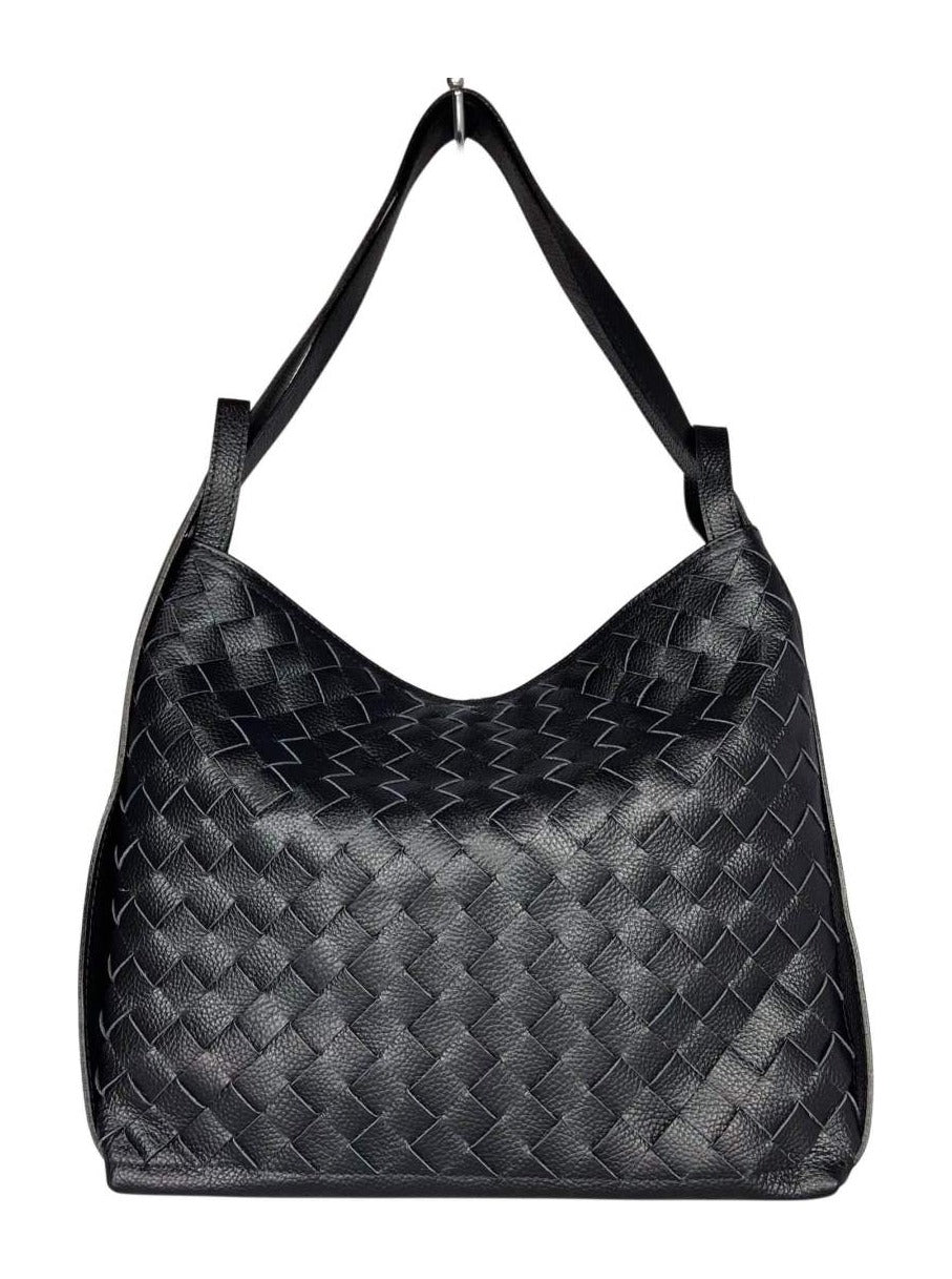 MI594 Black Woven Leather Convertible Backpack