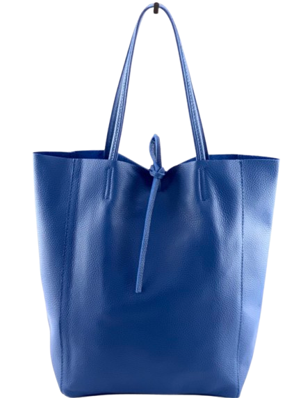 D22 Royal Blue Italian Basic  Leather Tote Bag JIJOU CAPRI