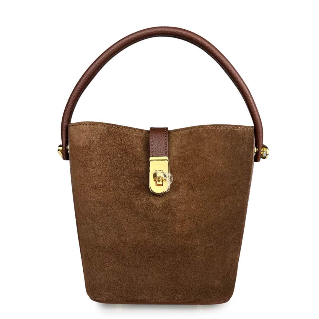 Mi127 Brown Suede Bucket Bag