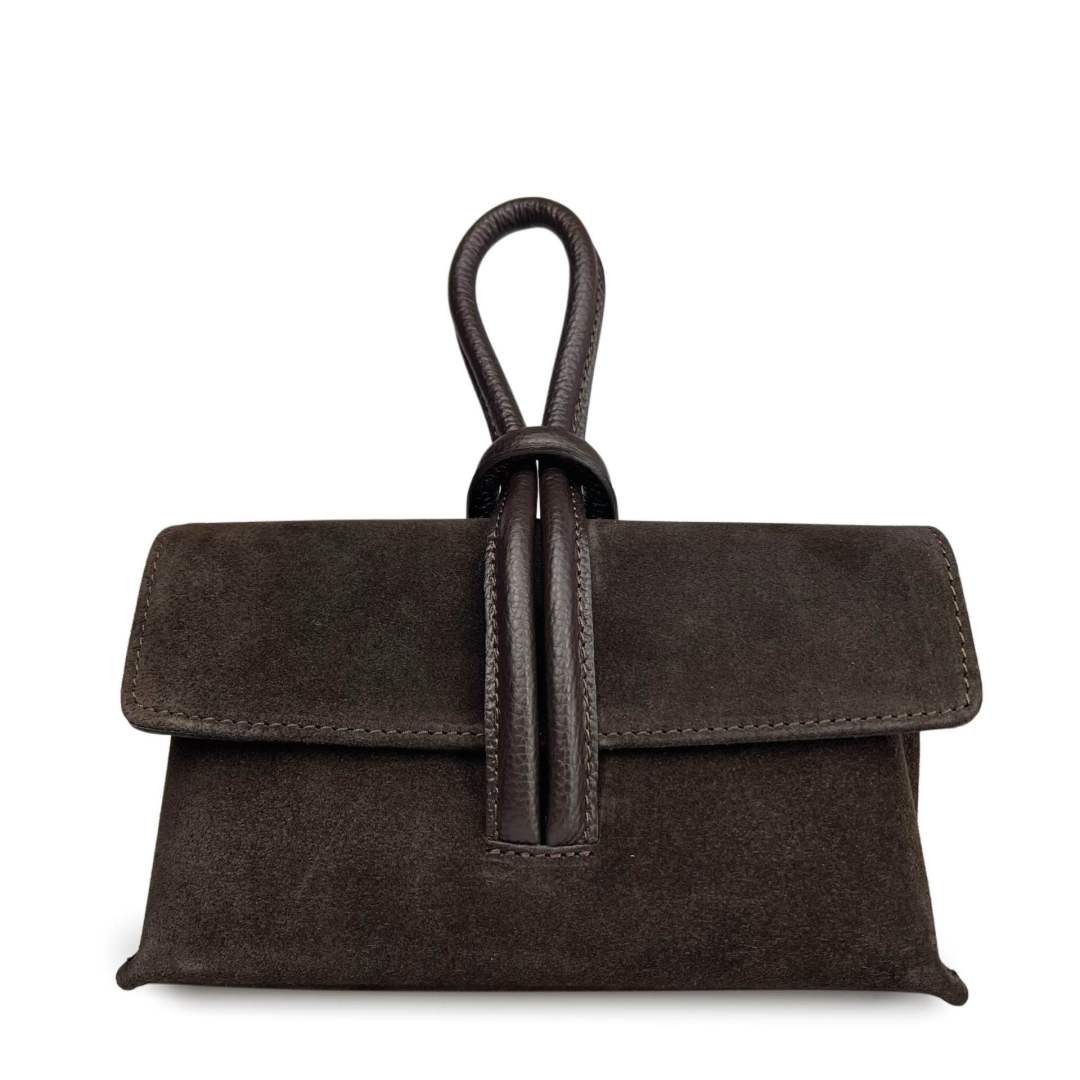 Mi110 Dark Brown Suede Knot Pochette