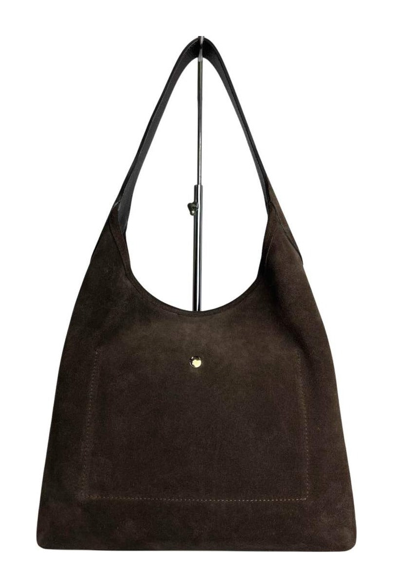 MI589 Dark Brown Suede Hobo Bag