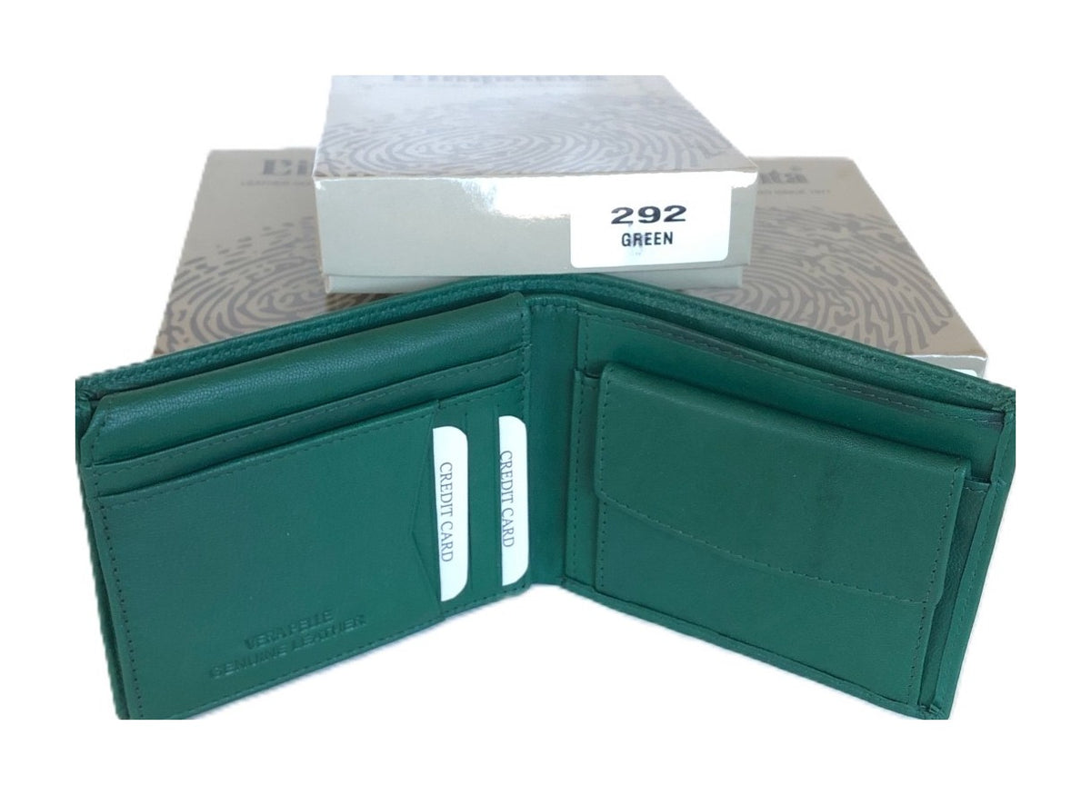 HE001 Peacock Green Goatskin Bifold Wallet