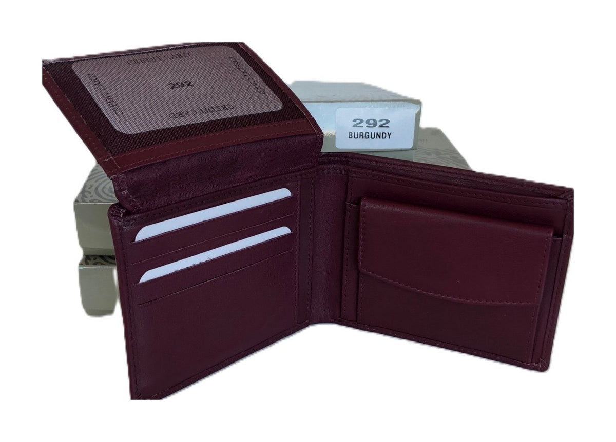 HE002 Burgundy Goatskin Bifold Wallet