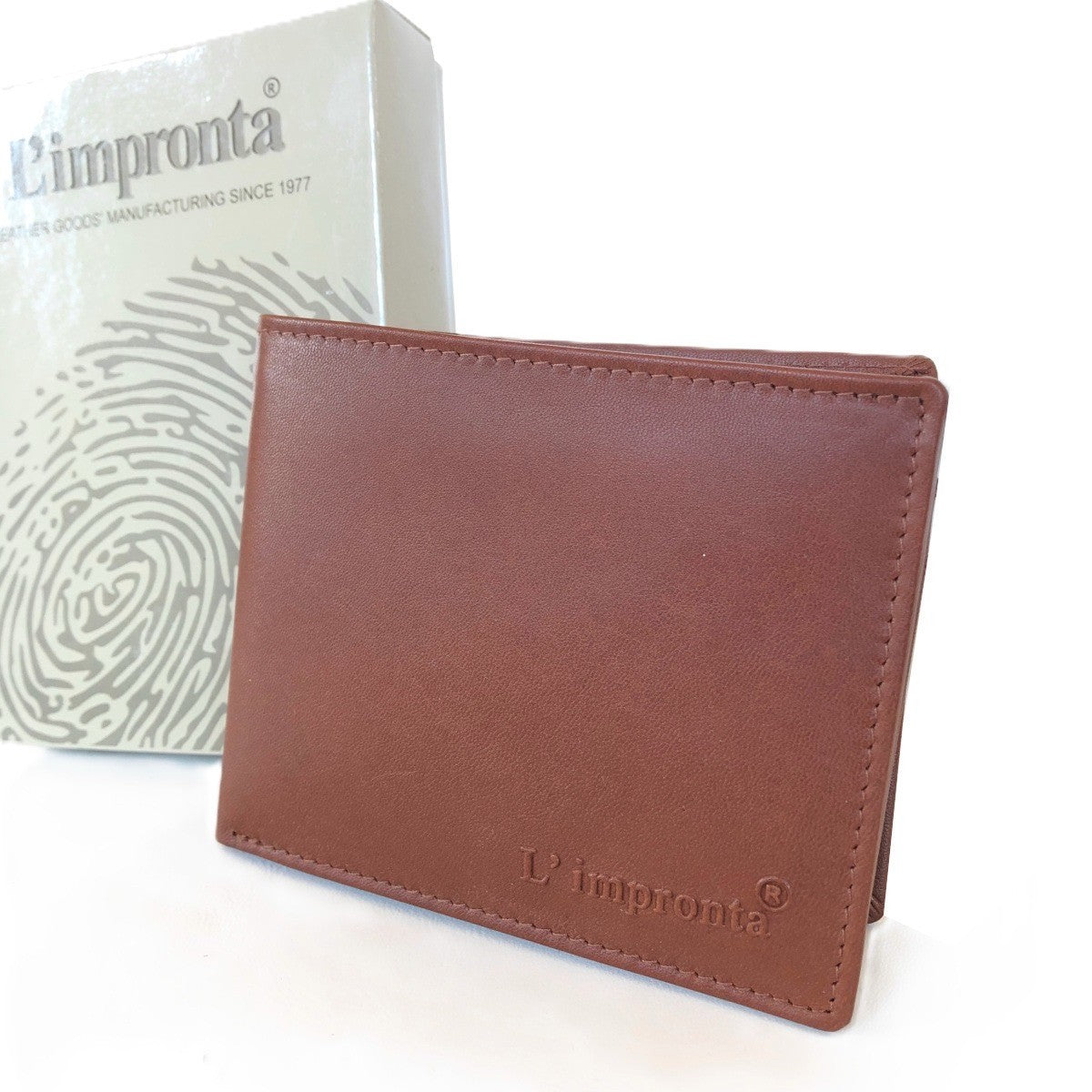 HE003 Cognac Brown Goatskin Bifold Wallet