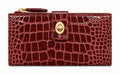 HE004 Burgundy Croc Long Wallet