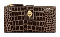 HE006 Dark Brown Croc Long Wallet