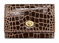 HE014 Dark Brown Croc Card Holder