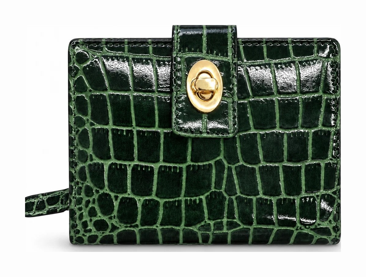 HE017 Forest Green Croc Bifold Wallet